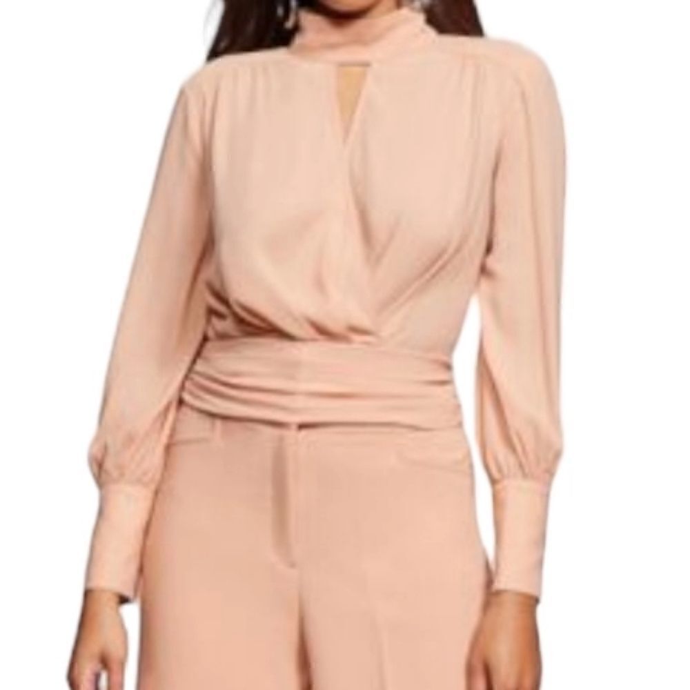 New York and Company Pink LongSleeve Open Back Blouse Sz Small NWT